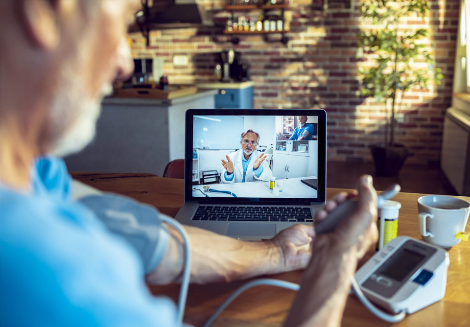 Patient consulting the doctor online using telemedicine technology