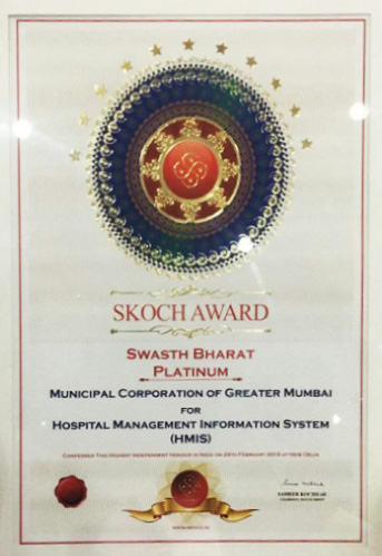 Manorama Infosolutions received SKOCH Platinum Award 2019 for our Hosptial Management Information System HMIS in MCGM