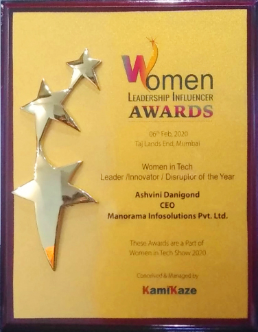 Ashvini Danigond received Women Leadership Influencer Awards 2020